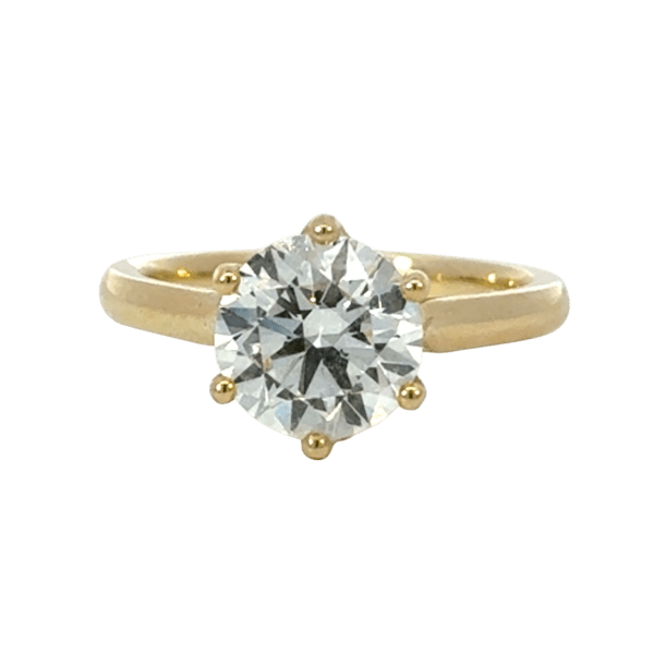 6 Claw Round Solitaire +-2ct Moissanite