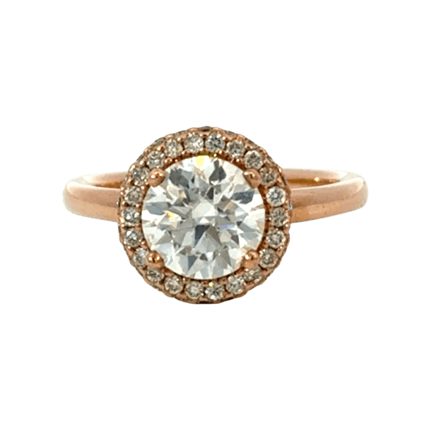 Rose Halo Round +-1ct Moissanite Ring