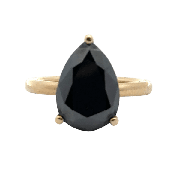 4ct Black Pear Shape Moissanite Solitaire Ring