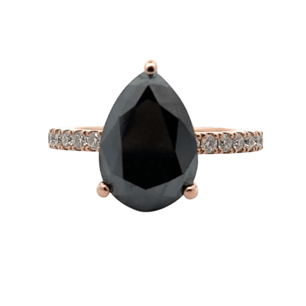 Black Pear Moissanite 4ct Solitaire Smalls in Band