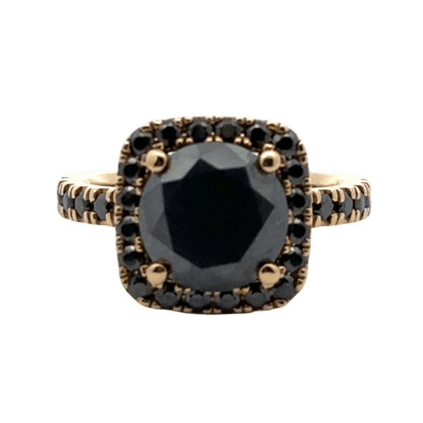 Black Moissanites Soft Square Halo Ring